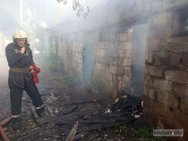 В частном секторе Кривого Рога сгорели хозяйственные постройки